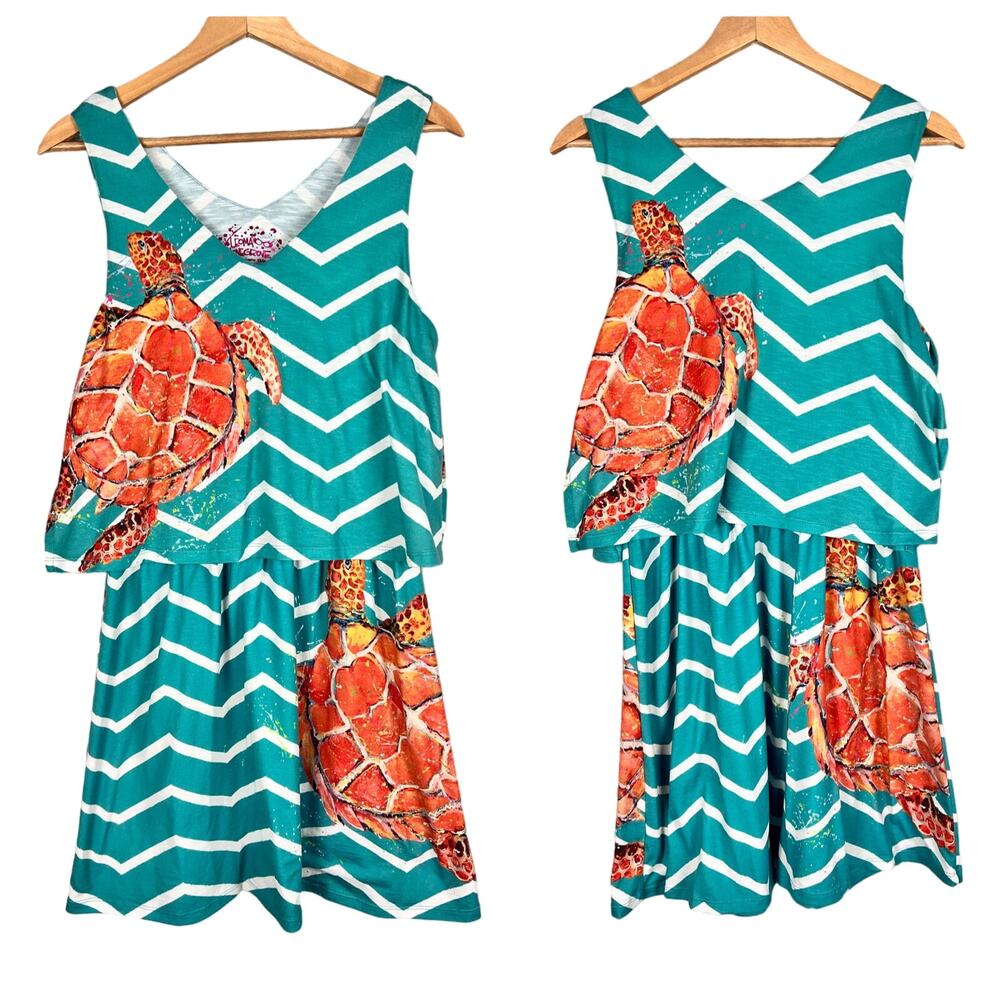 LEOMA‎ LOVEGROVE Women's PM Petite Medium Chevron Turtle Sleeveless Resort Dress